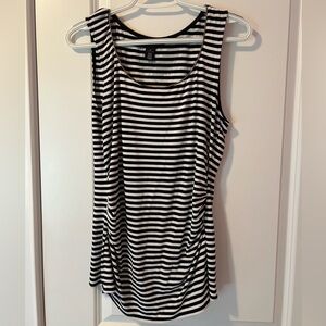 White House Black Market Black and White Striped Maternity Tank Top